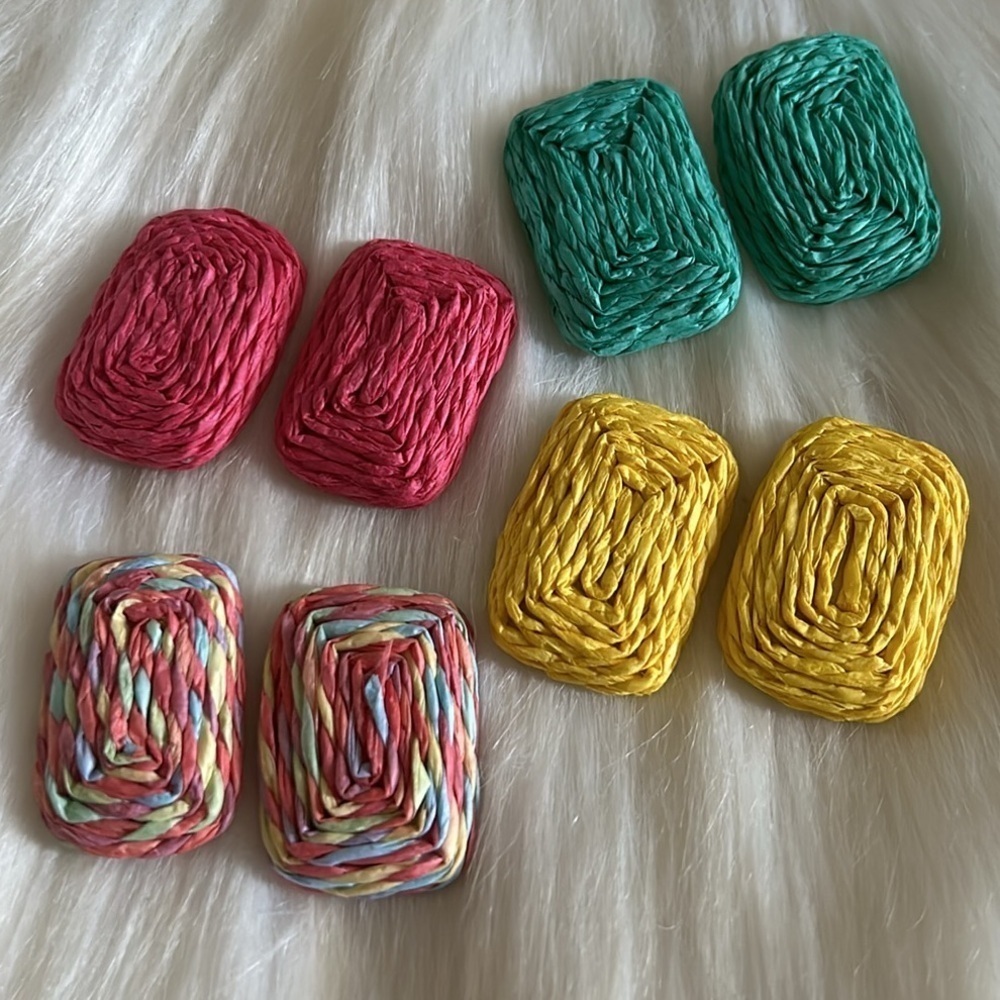 Bundle of 4 Raffia Earrings | Very Lightweight | 1.25”